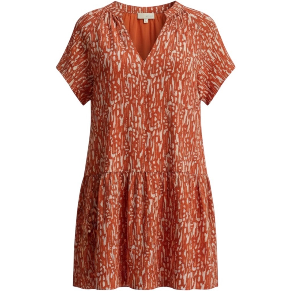 Pinch Tiered Mini Dress - Size L - Short Sleeve 100% Cotton Summer Dress Pockets